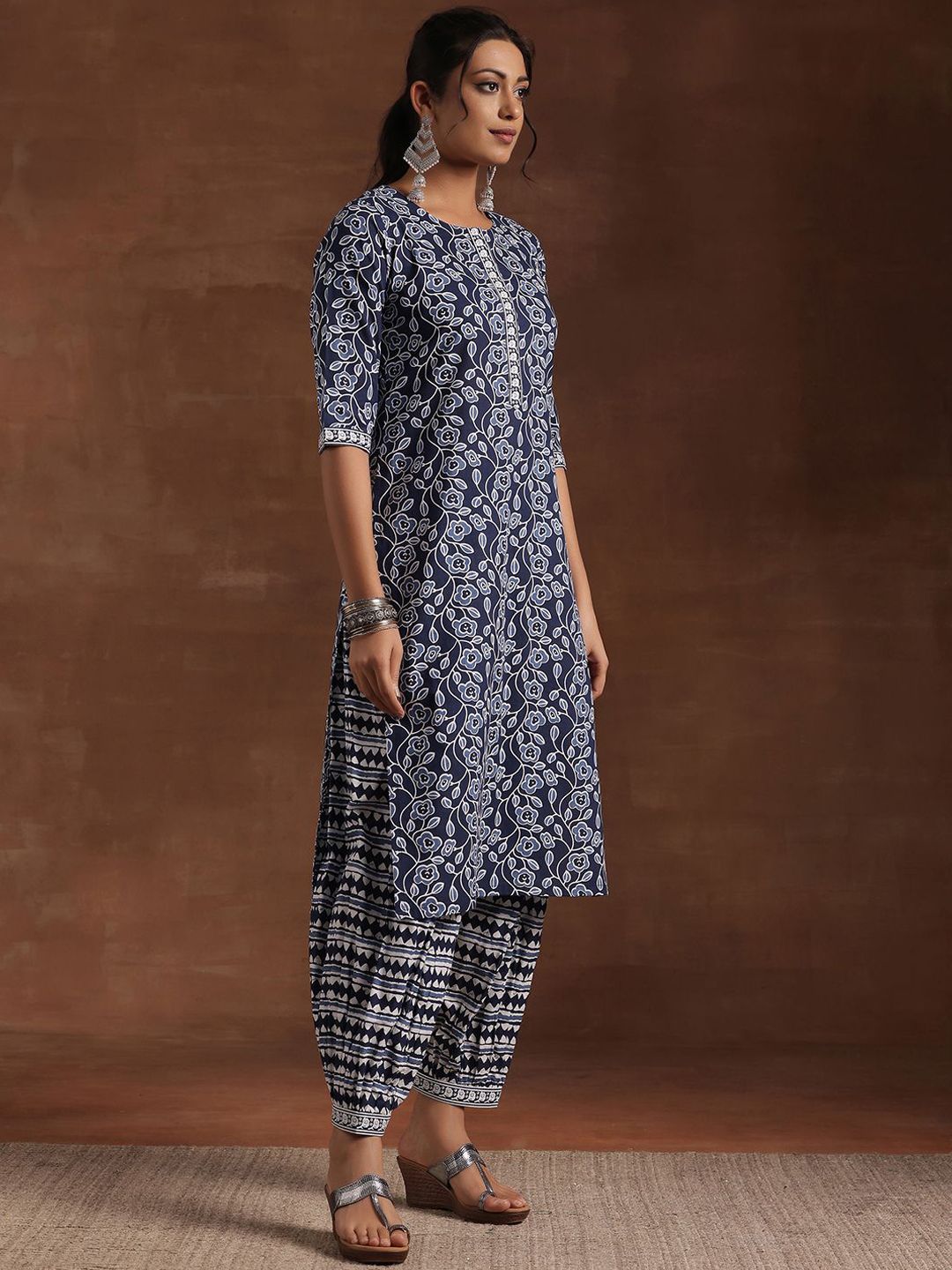 Libas Floral Printed Pure Cotton Kurta with Salwar & Dupatta