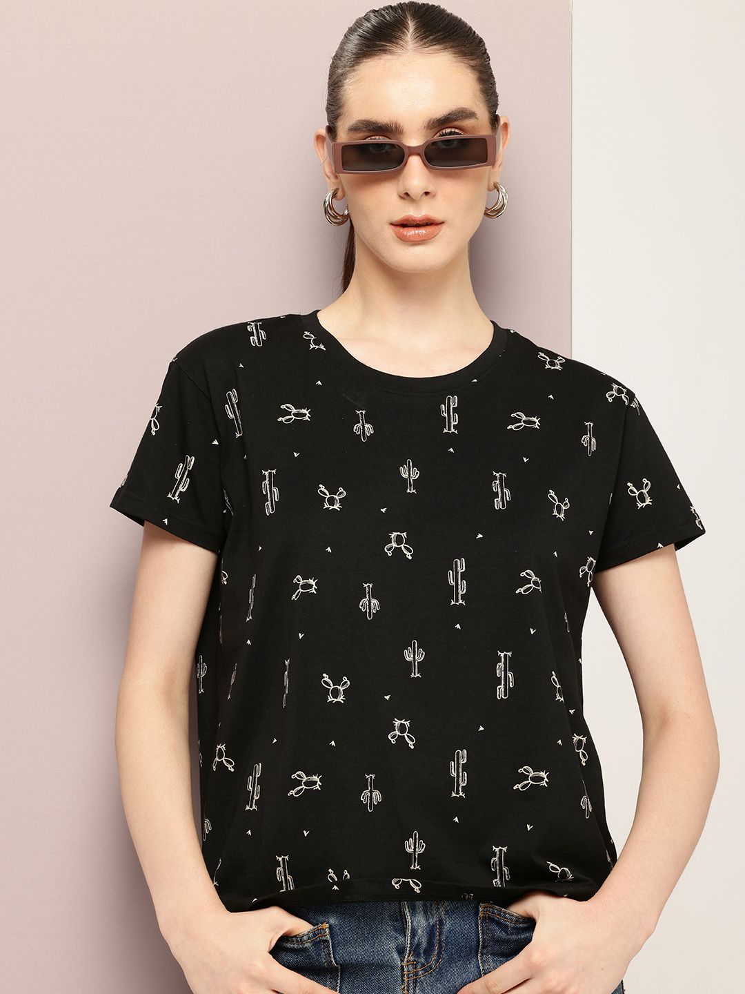 DILLINGER Floral Printed Boxy Pure Super Combed Cotton T-shirt