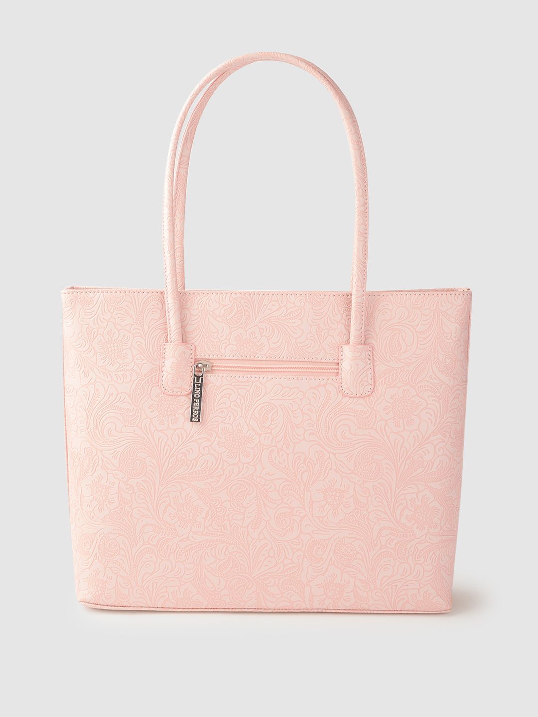 Lino Perros Peach-Coloured Ethnic Motifs Textured Laptop Bag
