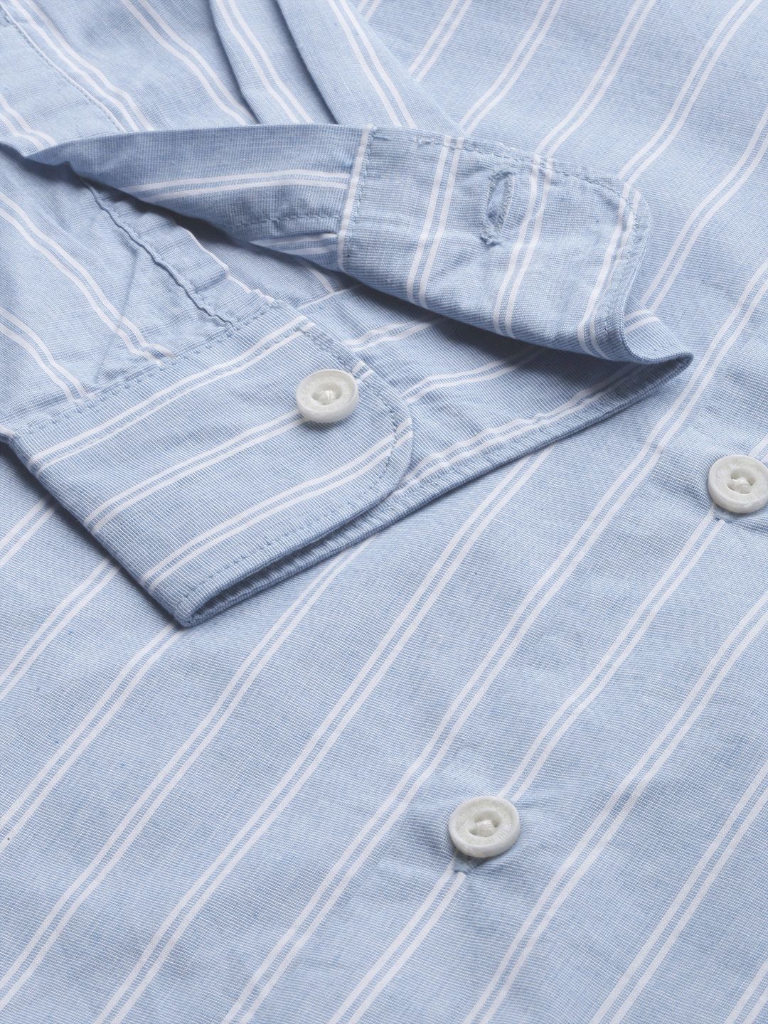 THE BEAR HOUSE Men Blue Slim Fit Pure Cotton Striped Casual Shirt