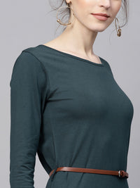 SASSAFRAS Women Teal Blue Solid Maxi Dress
