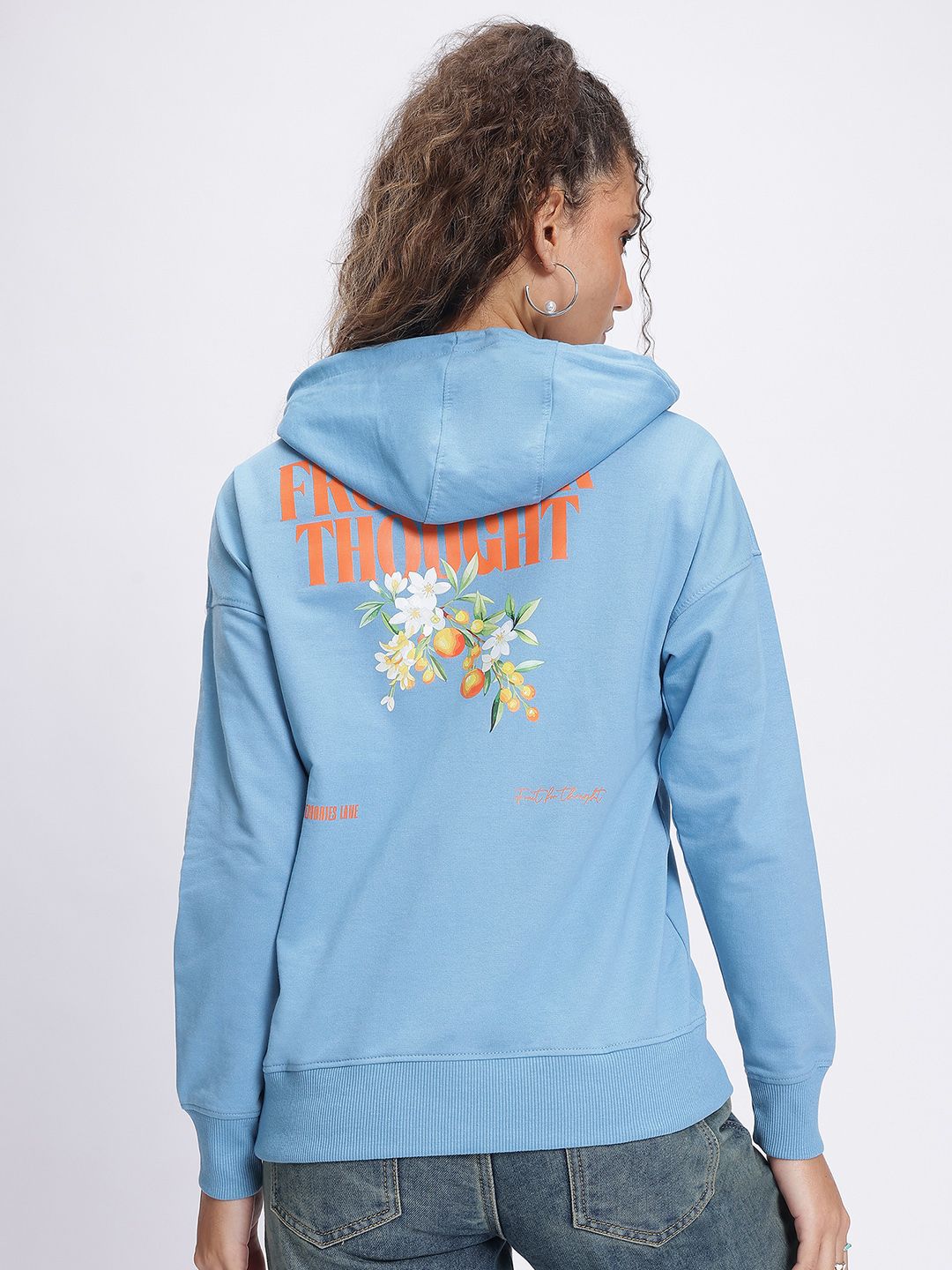 DressBerry Floral Hooded Drop-Shoulder Sweatshirt