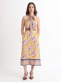 RAREISM Floral Print Tie Up A-Line Dress