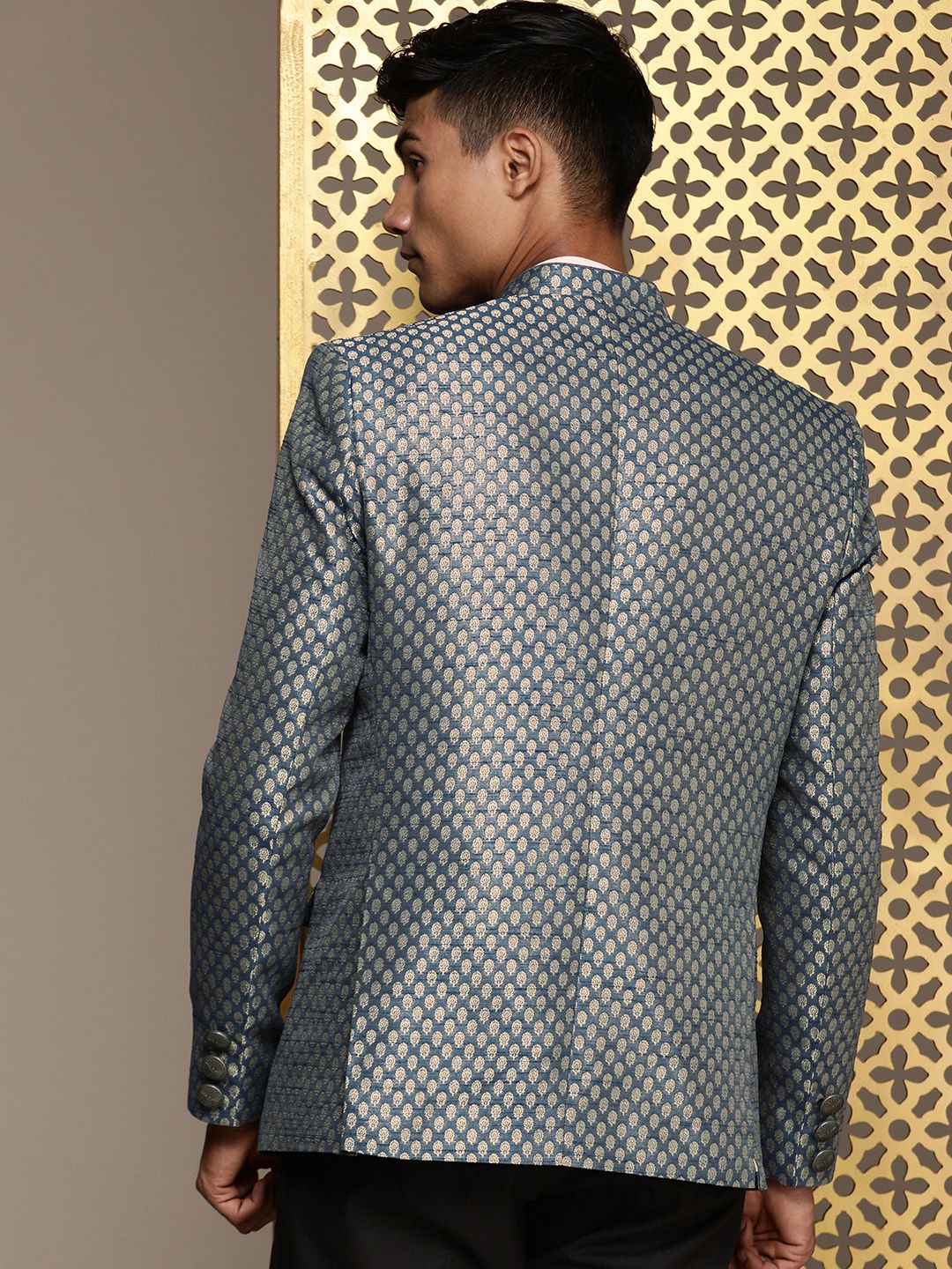 House of Pataudi Woven Design Ethnic Motifs Jashn Bandhgala Blazer