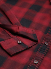 The Indian Garage Co Men Red & Black Comfort Tartan Checked Shirt
