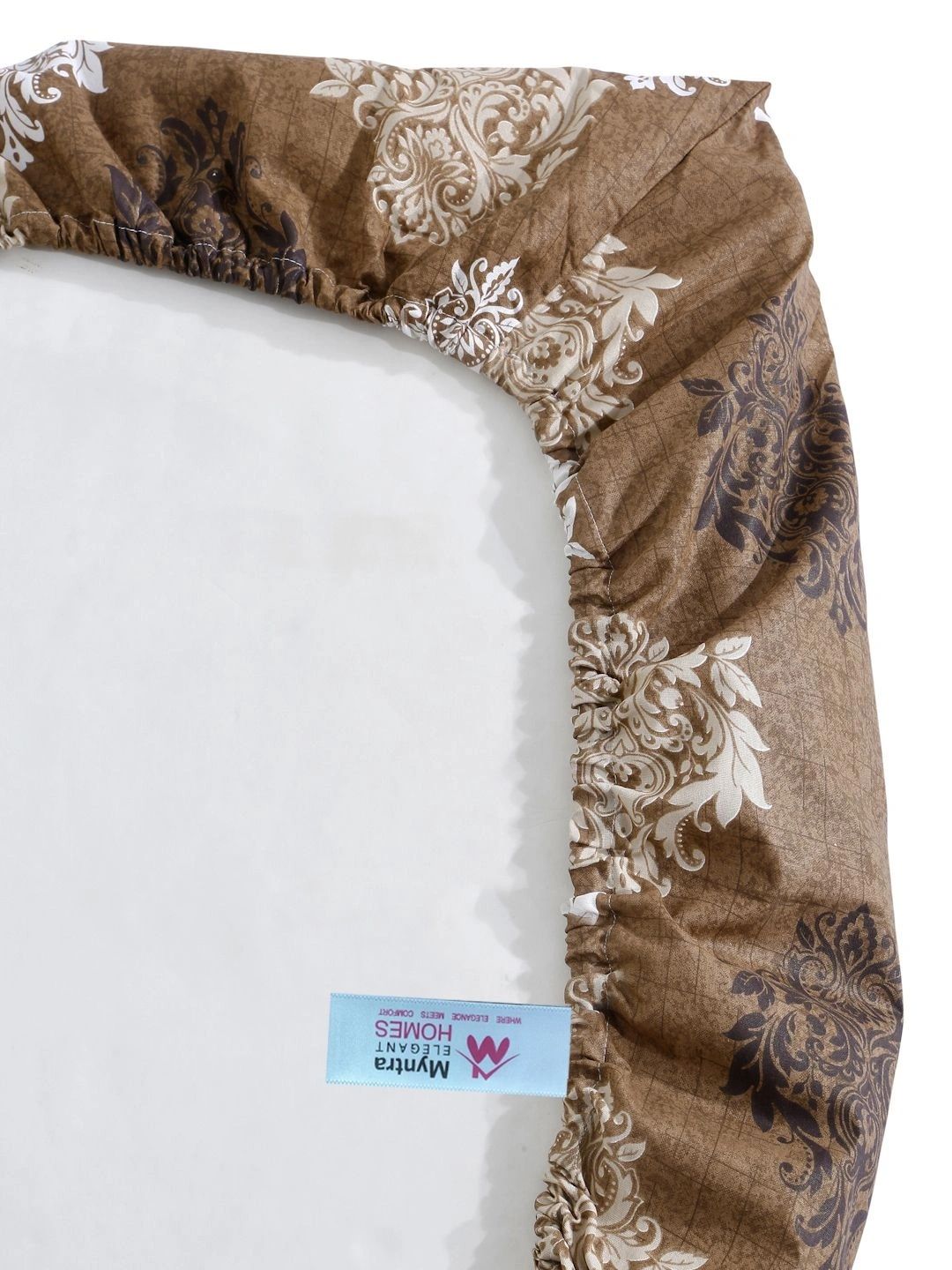 Myntra Elegant Homes Brown Floral 400 TC Cadar Katil Single dengan 1 Sarung Bantal
