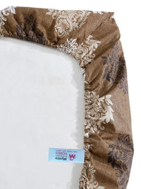 Myntra Elegant Homes Brown Floral 400 TC Cadar Katil Single dengan 1 Sarung Bantal