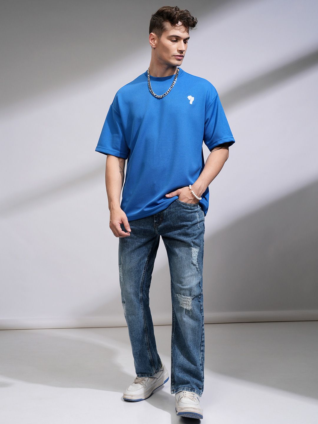HIGHLANDER Men Bootcut Mid-Rise Light Fade Mildly Distressed Stretchable Jeans