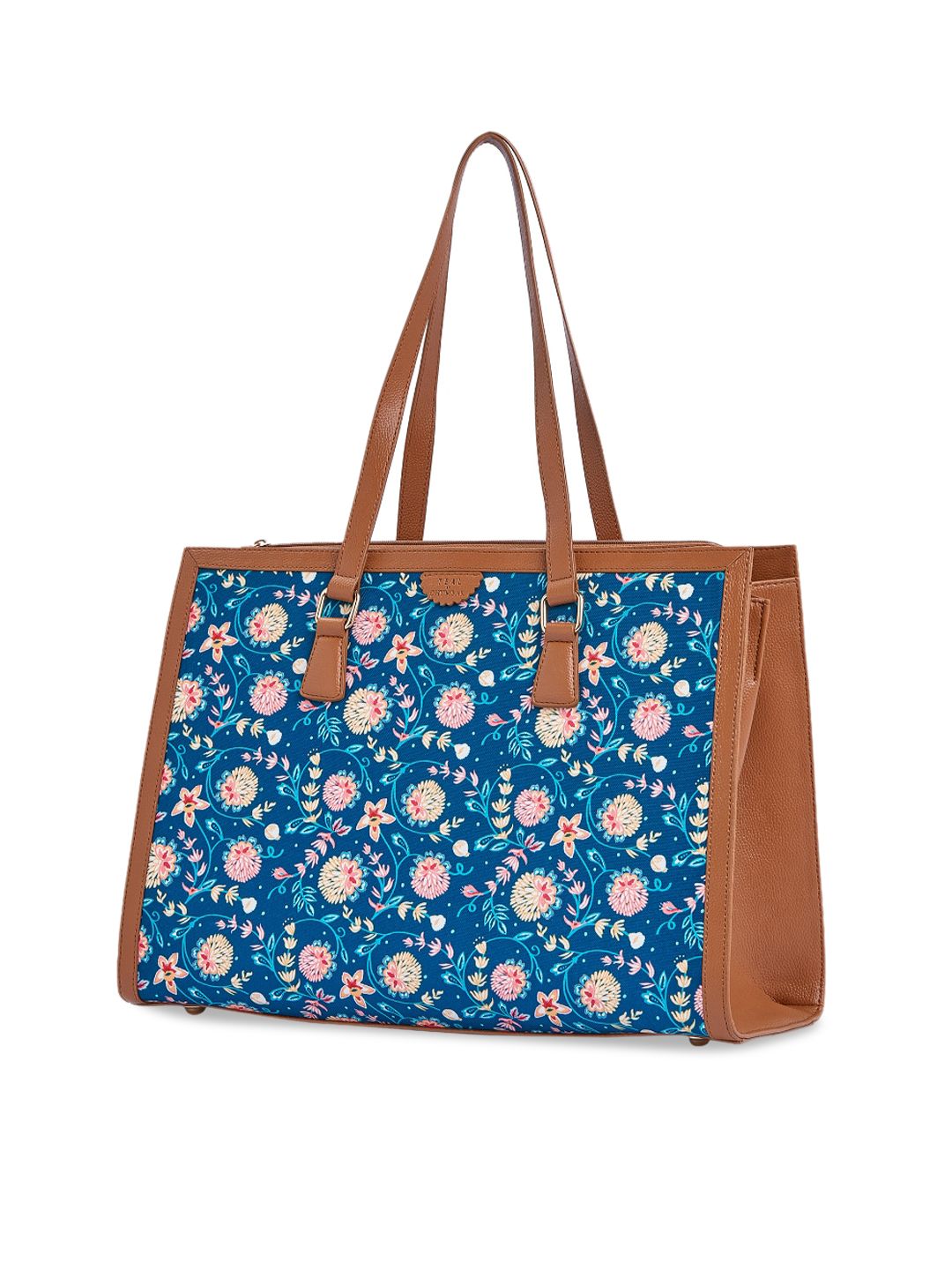 TEAL BY CHUMBAK Floral Printed Structured Tote Bag