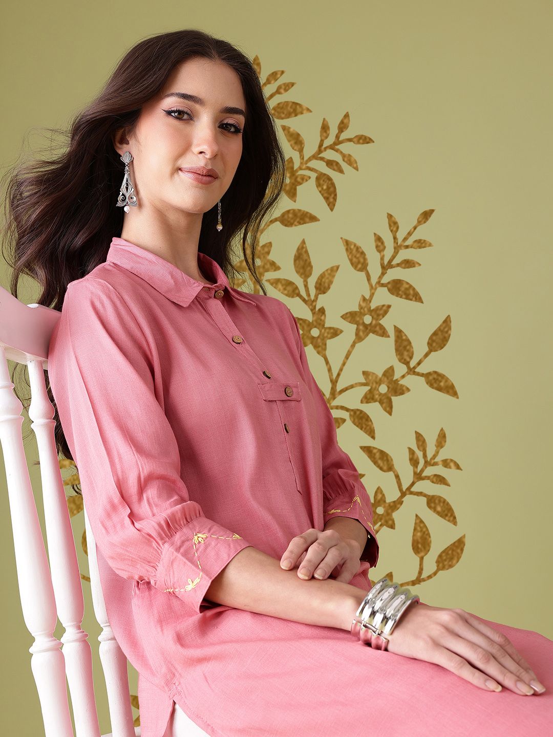 Anouk Women Shirt Collar Kurta