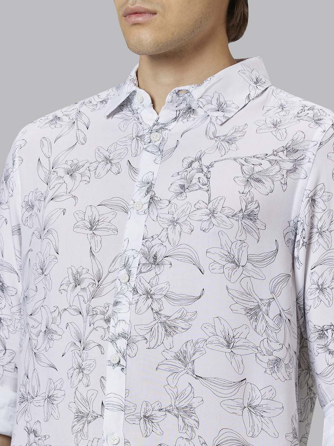 Being Human Men White Slim Fit Opaque Casual Shirt