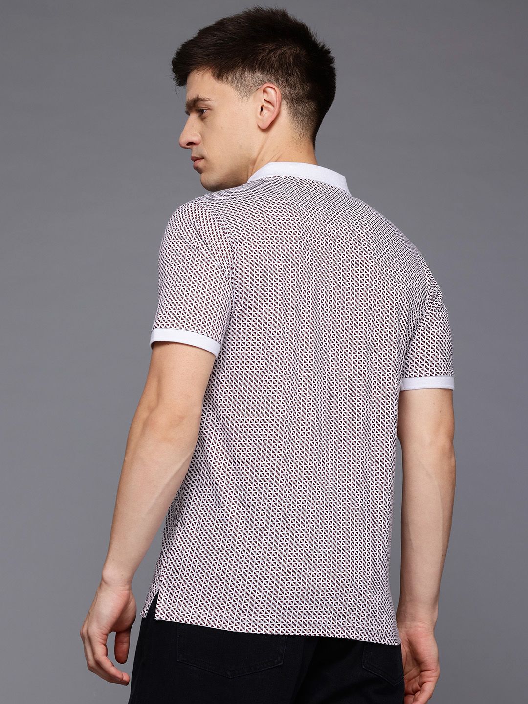 Raymond Geometric Print Polo Collar Pure Cotton Modern Fit T-shirt