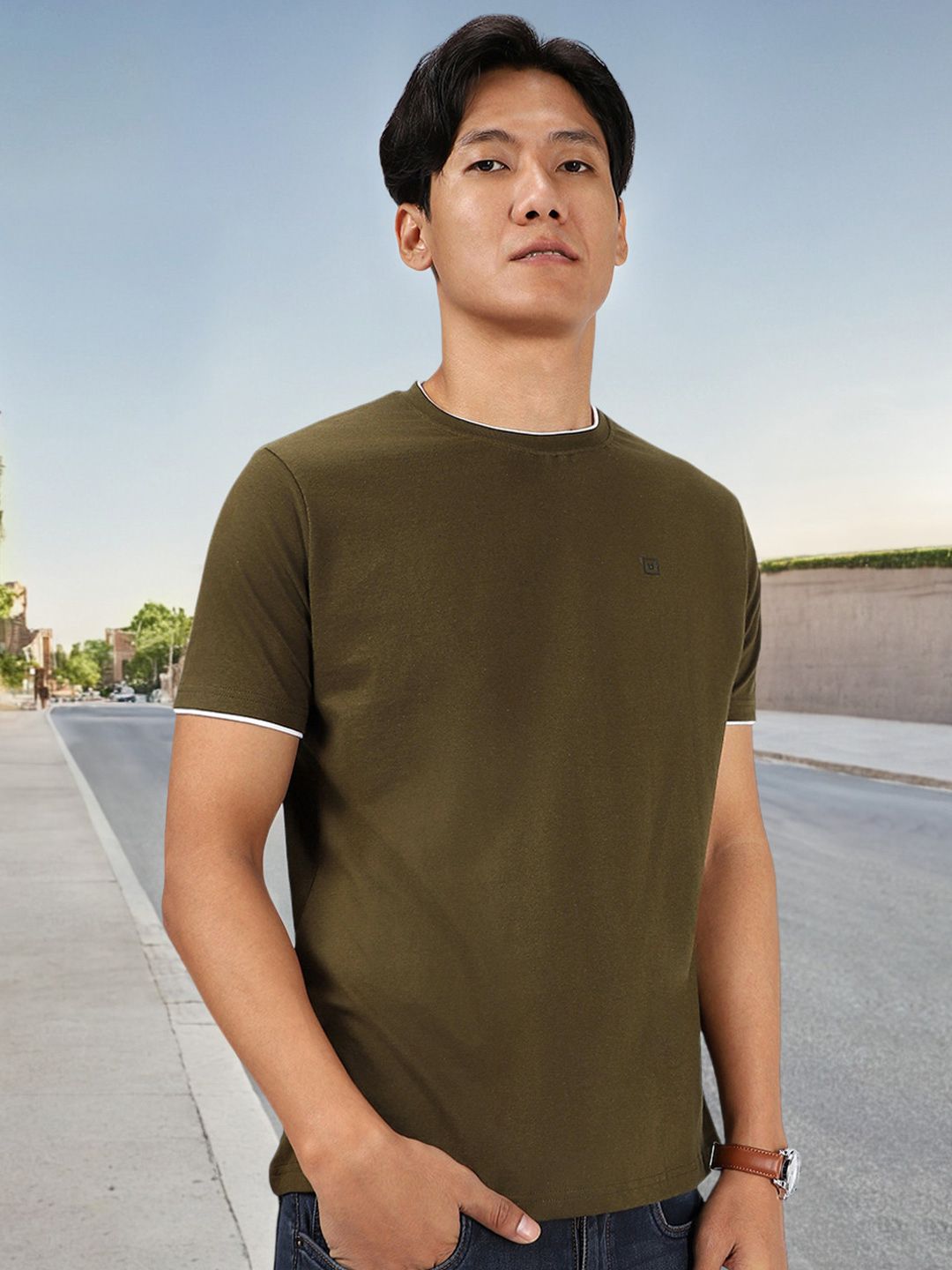 Urbano Fashion Round Neck Bio Finish Slim Fit Pure Cotton T-shirt