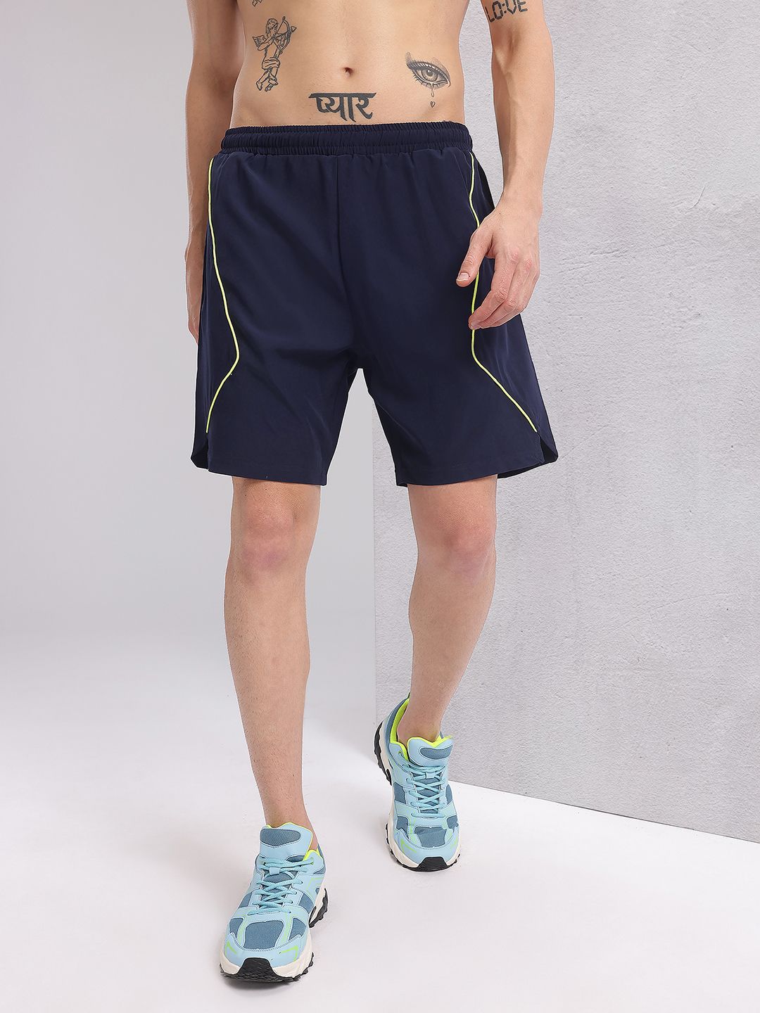 HRX by Hrithik Roshan Men Brand Logo Print Detail Training Shorts with Contrast Piping