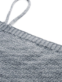 AND Self Design Knitted Drop Shoulder Sleeves Crop Top With Inner Slip