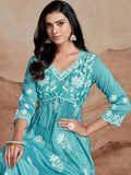 KALINI Women Floral Embroidered Chikankari Summer Sheers Kurta