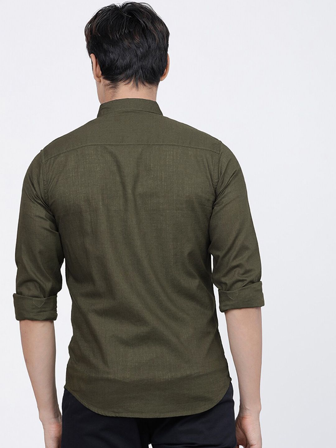 The Indian Garage Co Men Olive Pure Cotton Casual Shirt