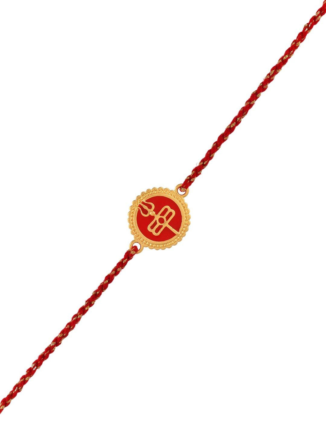 Voylla Red Enamel And Gold Rudra-Tilaka Rakhi For Brother