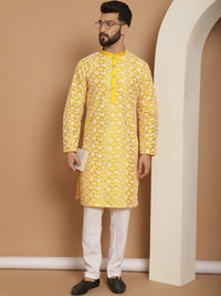 Anouk Floral Embroidered Regular Silk Straight Thread Work Kurta with Churidar