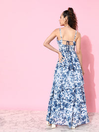 Quiero Floral Print Georgette A-line Maxi Dress