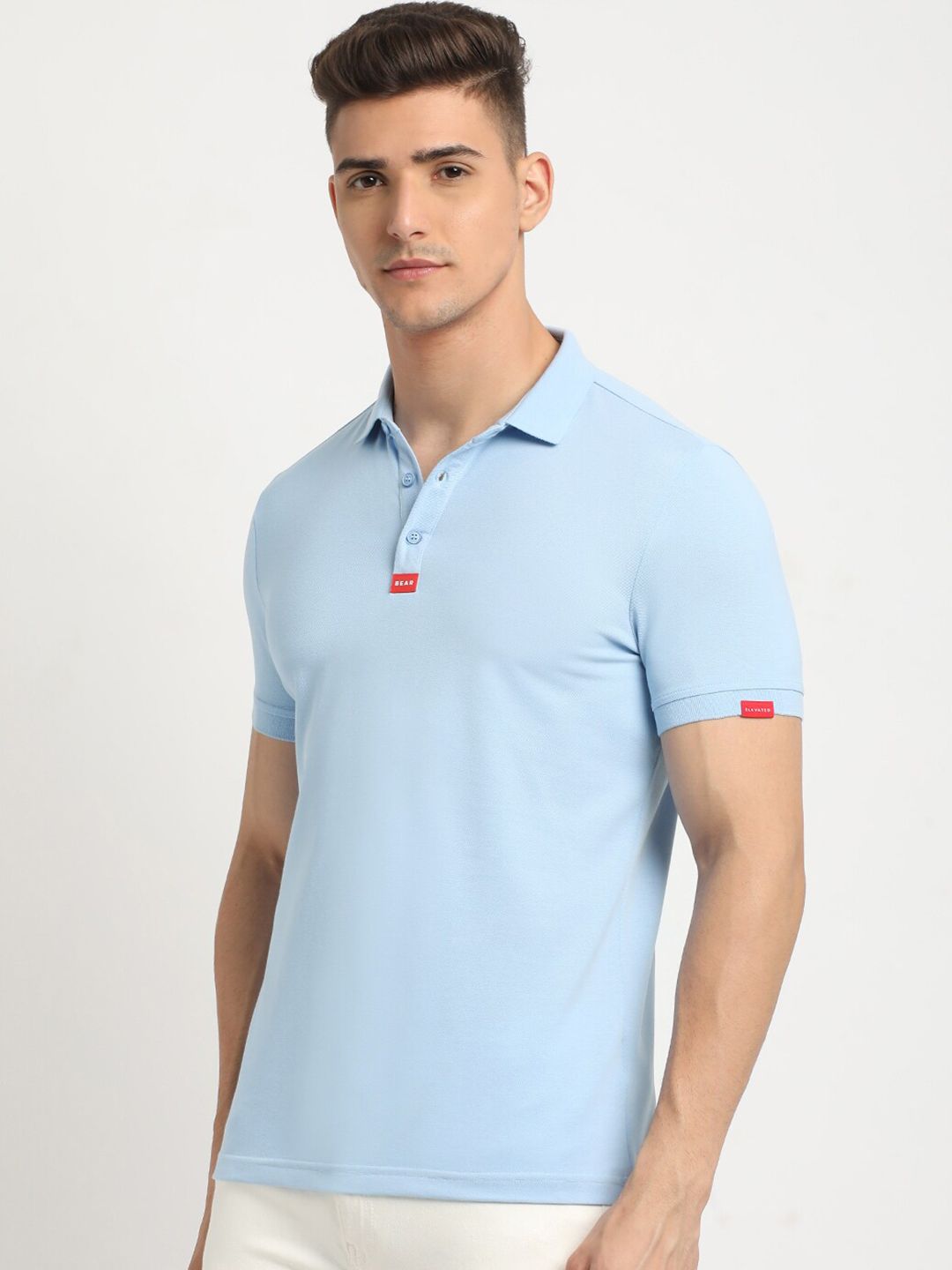 THE BEAR HOUSE Polo Collar Short Sleeves Slim Fit T-shirt