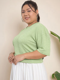 CURVY STREET Plus Size Textured Round Neck Top