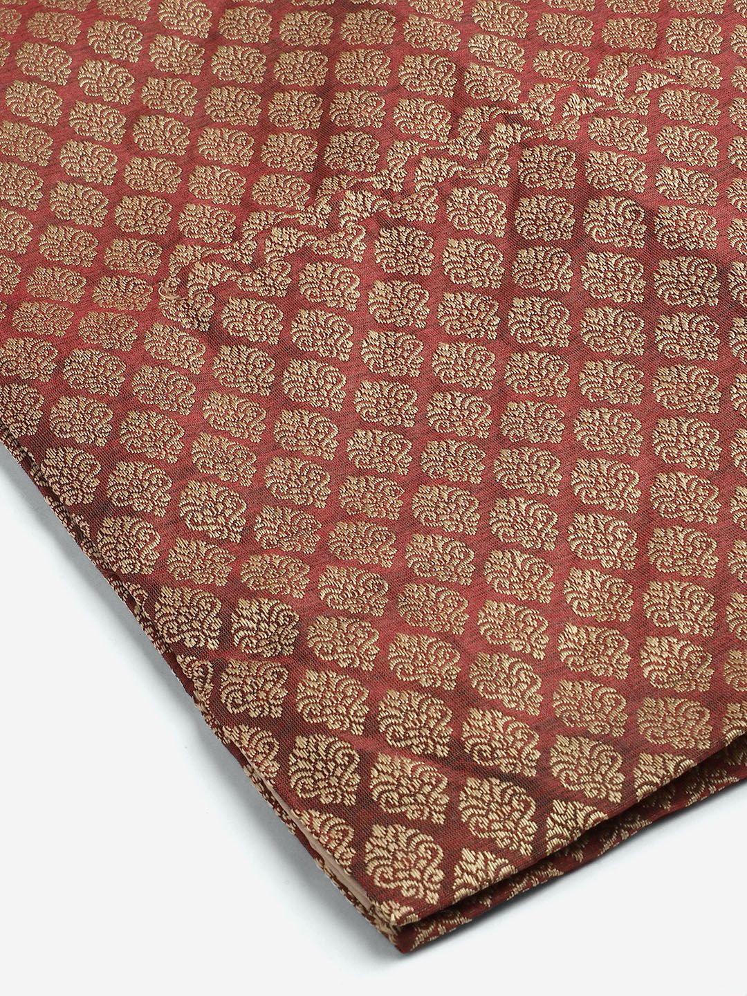 SOJANYA Men Maroon & Off-White Woven Design Kurta with Pyjamas & Nehru Jacket