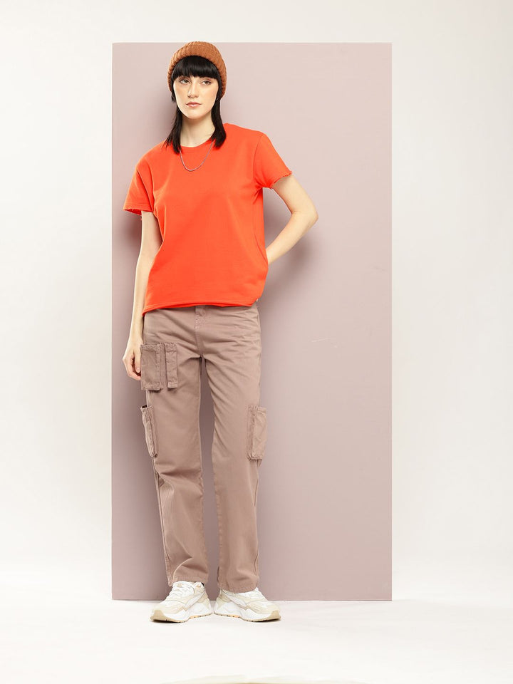 DILLINGER Women Ultra Soft Drapey Cotton Crew Neck Boxy T-Shirt