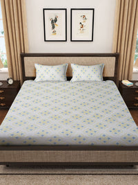 KLOTTHE Cotton Dotted 400 TC King Superfine Bedsheet dengan 2 Sarung Bantal-98 x 89 inci