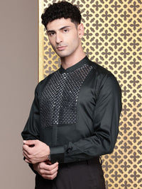 House of Pataudi Pure Cotton Embellished Party Shirt