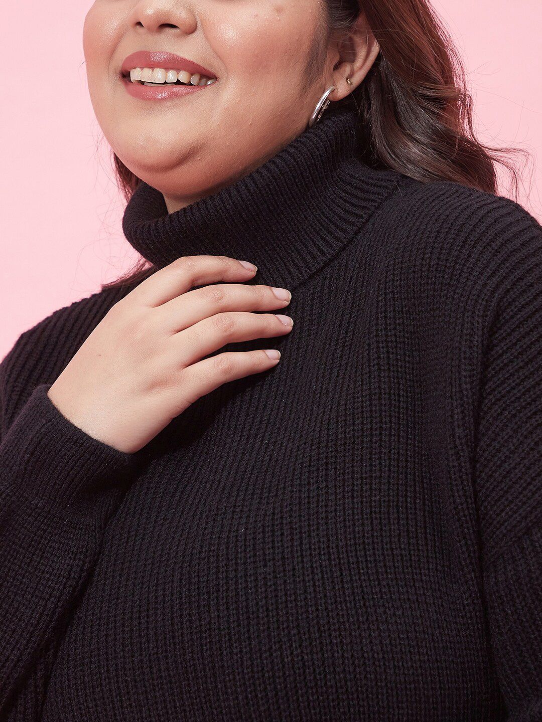 CURVY STREET Women Plus Size Ribbed Acrylic Pullover