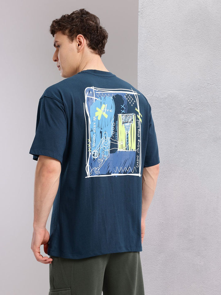 HRX by Hrithik Roshan Graphic & Typography Printed Drop-Sleeves Relaxed Fit T-shirt