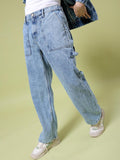 The Indian Garage Co Men Baggy Relaxed Fit Mid Rise Cotton Jeans