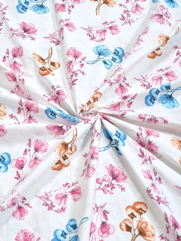 Myntra Elegant Homes White Floral 300 TC King Bedsheet with 2 Pillow Covers