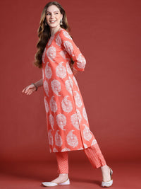 Anouk Ethnic Motifs Printed Pure Cotton Kurta with Trousers & With Dupatta