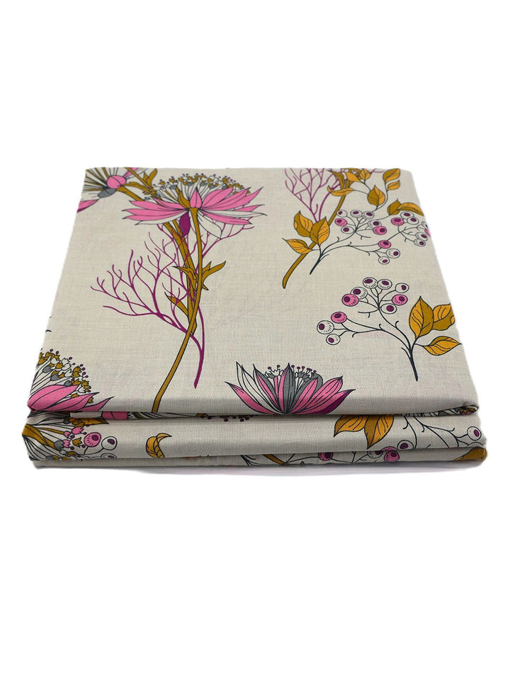 BOMBAY DYEING Floral Fiesta Grey Floral Cotton 140TC Queen Bedsheet Set 2.54 x 2.28m