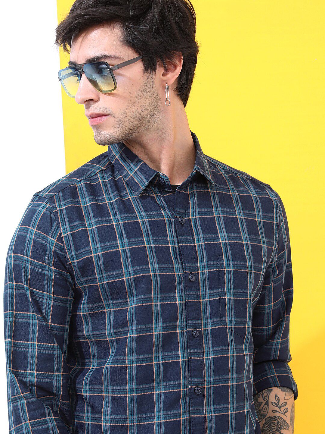 HIGHLANDER Slim Fit Checked Casual Shirt