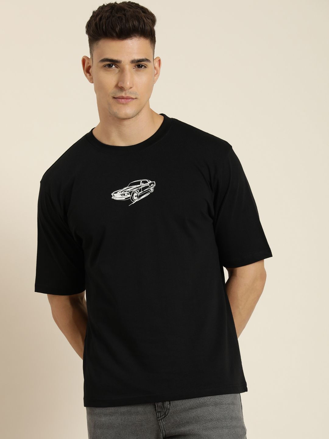 Difference of Opinion Men Pure Cotton Graphic Printed Oversized T-shirt