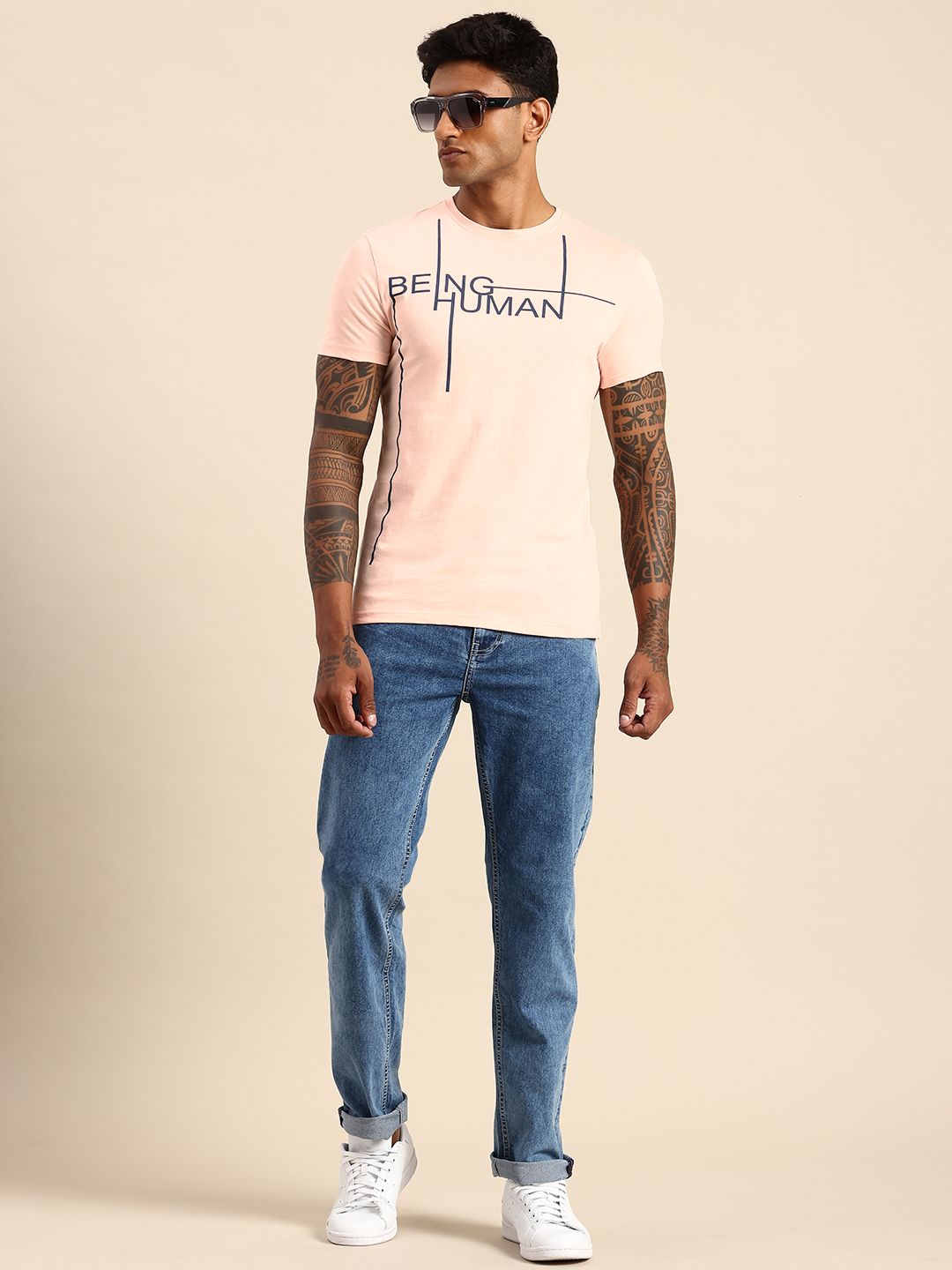 Being Human Brand Logo Printed Pure Cotton T-shirt