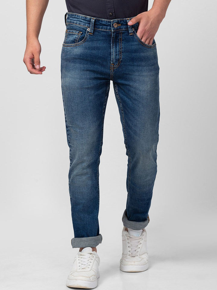 SPYKAR Men Slim Fit Low-Rise Heavy Fade Stretchable Cotton Jeans