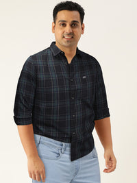 The Indian Garage Co Men Black & Blue Slim Fit Checked Casual Shirt