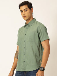 Thomas Scott Premium Spread Collar Cotton Linen Short Sleeves Casual Shirt
