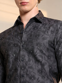 Campus Sutra Comfort Floral Printed Spread Collar Casual Shirt