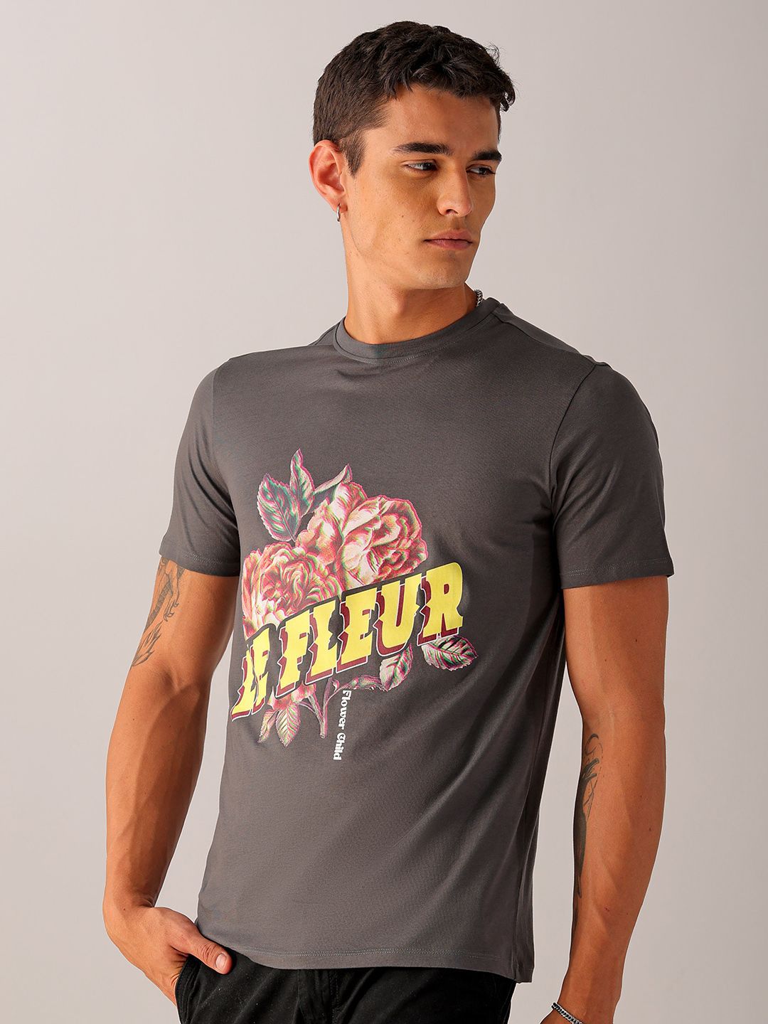 The Indian Garage Co Men Typography Printed Slim Fit T-shirt