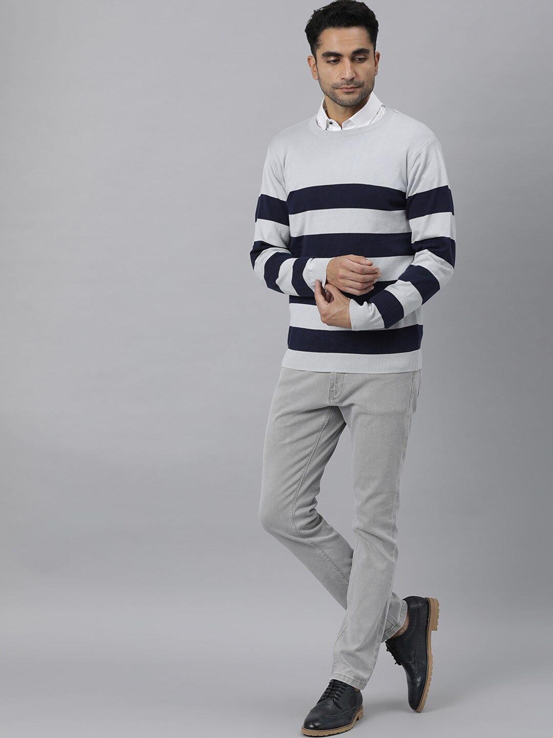 RARE RABBIT Men Marri Slim Fit Striped Sweater Vest