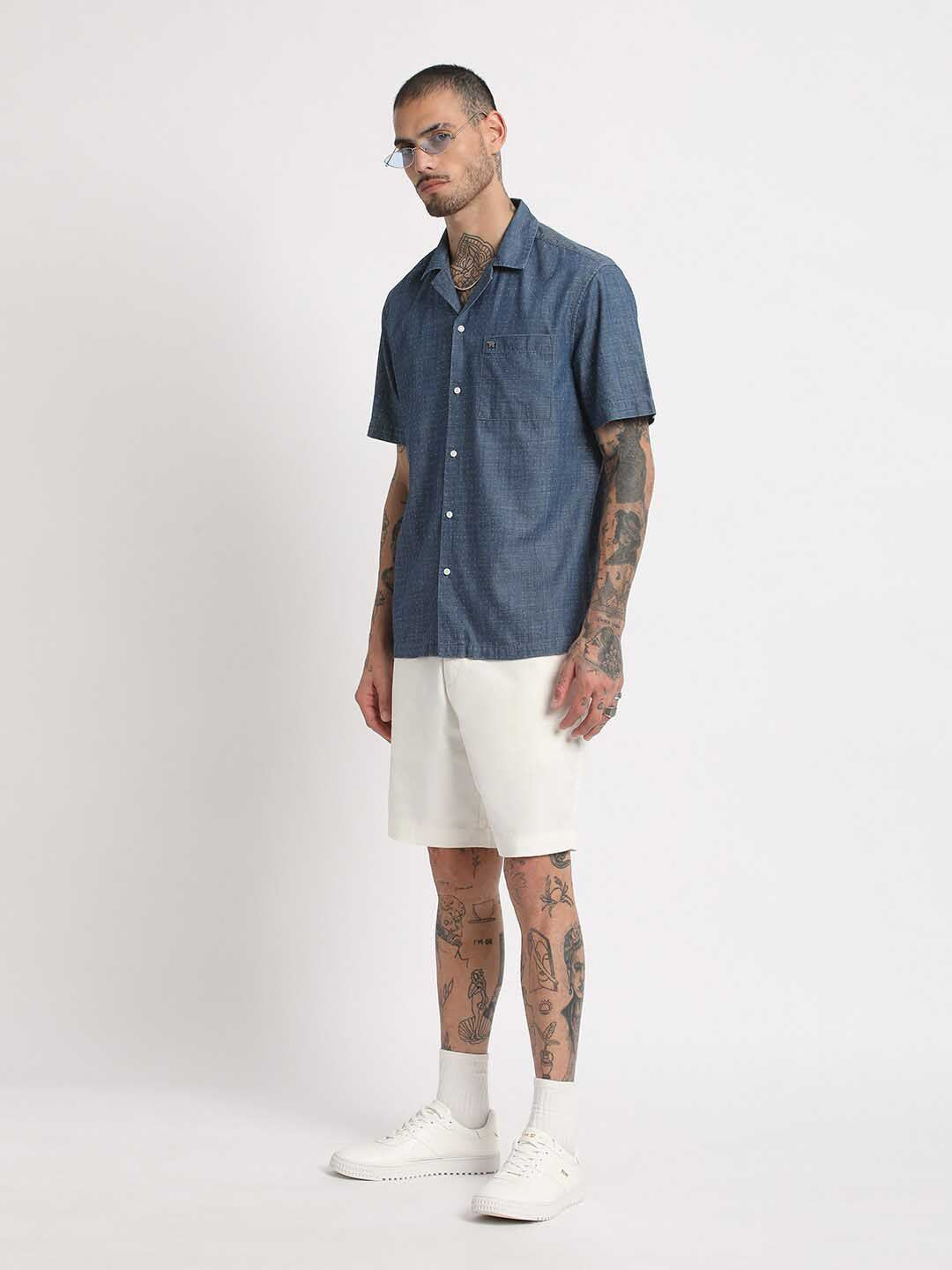THE BEAR HOUSE Regular Fit Micro Ditsy Printed Pure Cotton Casual Shirt