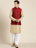 SOJANYA Kurta Belang Beige Lelaki dengan Piyama & Jaket Nehru