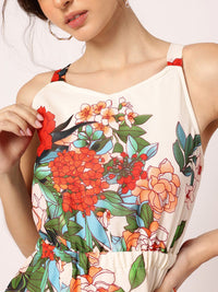 DressBerry Radiant Rarity Floral Print Backless Mini A-line Dress With Cinched Waist