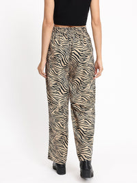 DressBerry Women Exotic Edge Animal Print Flared Trousers