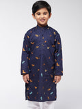 SOJANYA Boys Navy Blue Printed Kurta